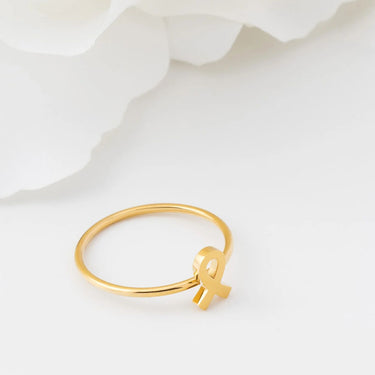 Wholesale jewelry 18K Gold PVD Cancer Ribbon Stacking Ring- gold studio 