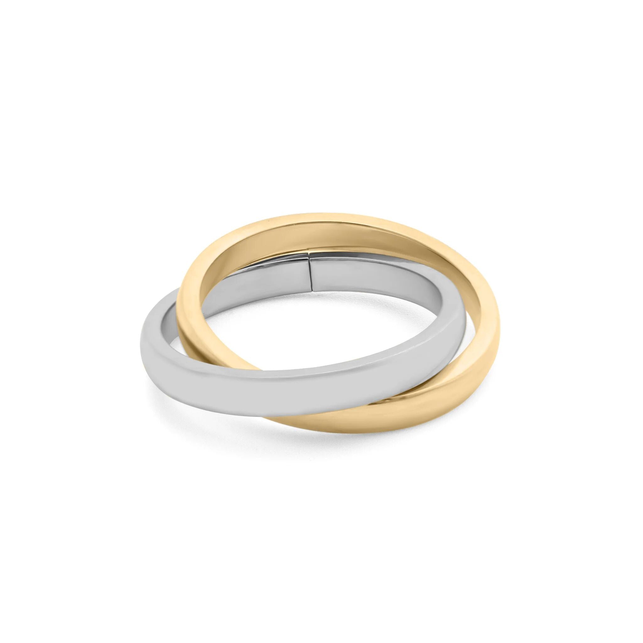 18K Gold PVD Stainless Steel Mixed Metal Intertwined Ring / KSS0023