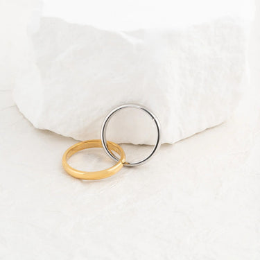 Wholesale jewelry 18K Gold PVD Stainless Steel Mixed Metal Intertwined Ring - studio 