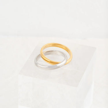 Wholesale jewelry 18K Gold PVD Stainless Steel Mixed Metal Intertwined Ring - studio 
