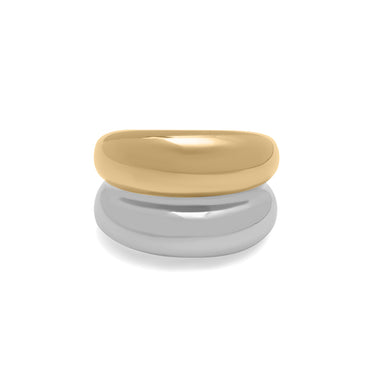 Gold Side Rings 18K Gold PVD Stainless Steel Mixed Metal Side By Side Ring / KSS0024 ...
