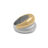 Wholesale jewelry 18K Gold PVD Stainless Steel Mixed Metal Side By Side Ring-main