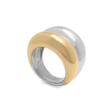 Wholesale jewelry 18K Gold PVD Stainless Steel Mixed Metal Side By Side Ring- main