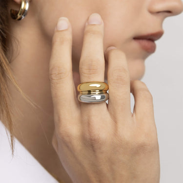Mixed Metal Side By Side Huggie Hoop Earring