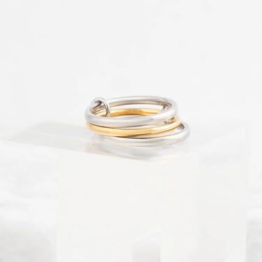Wholesale jewelry 18K Gold PVD Stainless Steel Mixed Metal Triple Intertwined Ring- studio 