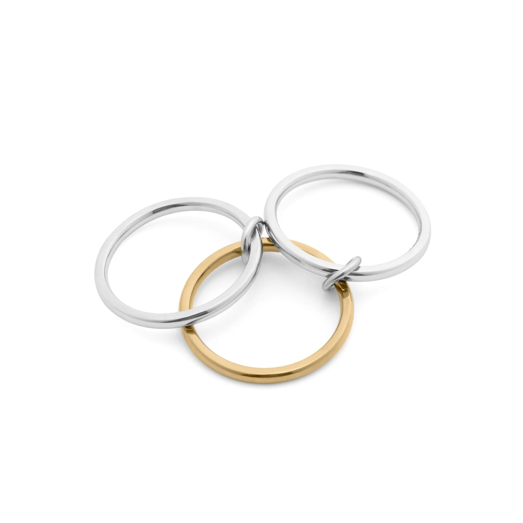 18K Gold PVD Stainless Steel Mixed Metal Triple Intertwined Ring / KSS0025