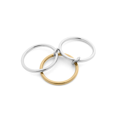 18K Gold PVD Stainless Steel Mixed Metal Triple Intertwined Ring / KSS0025