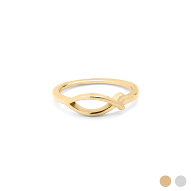 Gold ring with a unique design on a white background