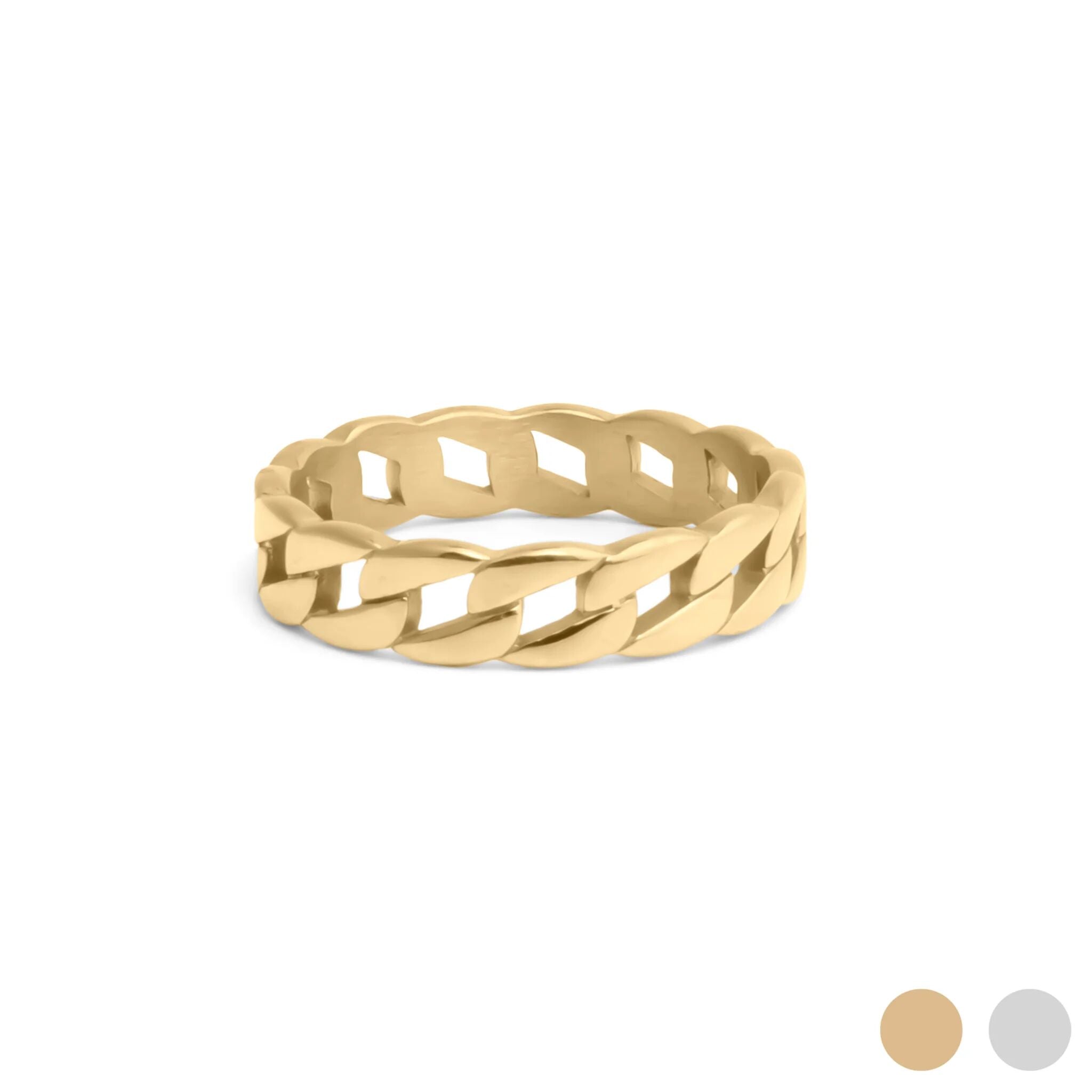Curb Chain Stacking Ring on a white background