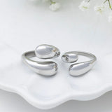 18K Gold Stainless Steel Large Duo Drop Ring - stainless studio 