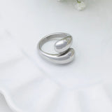 18K Gold Stainless Steel Large Duo Drop Ring - stainless studio 