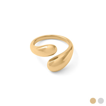 18K Gold Stainless Steel Duo Drop Ring- gold main 