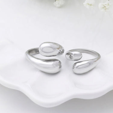 18K Gold Stainless Steel Duo Drop Ring- silver studio 