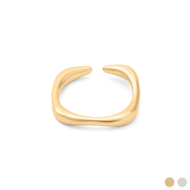 18K Gold PVD Stainless Steel Adjustable Simple Ring- gold main 