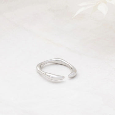 18K Gold PVD Stainless Steel Adjustable Simple Ring- silver studio 