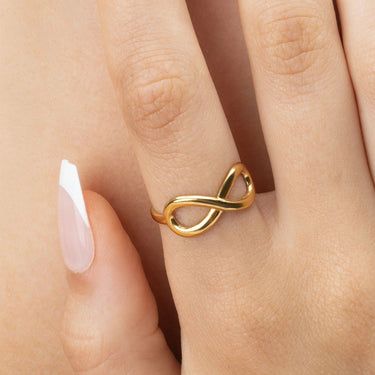 18K Gold PVD Stainless Steel Infinity Symbol Adjustable Ring- gold model 
