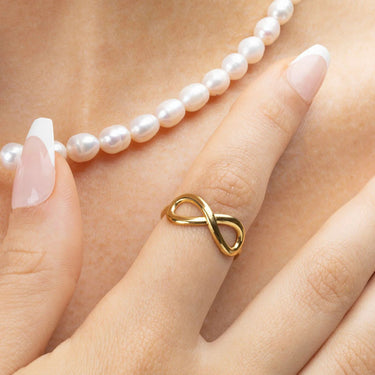 18K Gold PVD Stainless Steel Infinity Symbol Adjustable Ring- gold model 