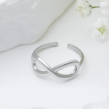 18K Gold PVD Stainless Steel Infinity Symbol Adjustable Ring- silver studio 