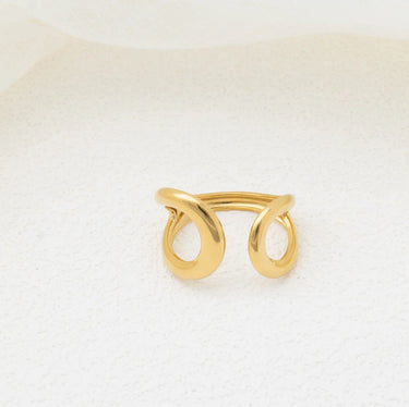 18K Gold PVD Stainless Steel Crescent Cuff Adjustable Ring - gold studio 