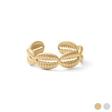 18K Gold PVD Stainless Steel Petite Petal Adjustable Ring- gold main 