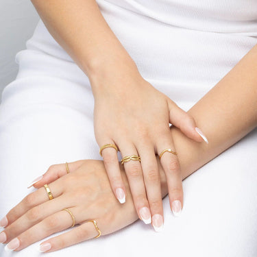 18K Gold PVD Stainless Steel Petite Petal Adjustable Ring- gold model 