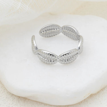 18K Gold PVD Stainless Steel Petite Petal Adjustable Ring- silver studio 