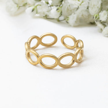 18k Gold PVD Stainless Steel Open Loop Adjustable Ring- gold studio 