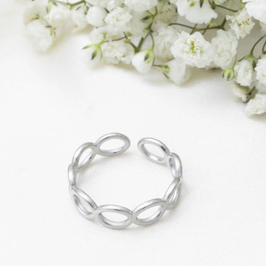 18k Gold PVD Stainless Steel Open Loop Adjustable Ring- silver studio 