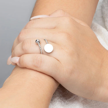 18K Gold PVD Stainless Steel Engraveable Adjustable Ring- silver model 