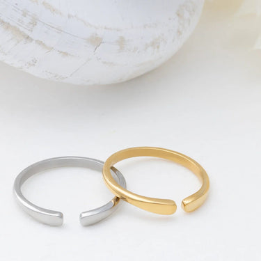 18K Gold PVD Stainless Steel Dainty Blank Stack Ring- gold and silver studio 
