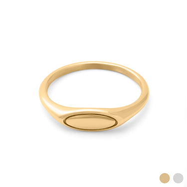 18K Gold PVD Stainless Steel Dainty Oval Blank Stack Ring- gold main 