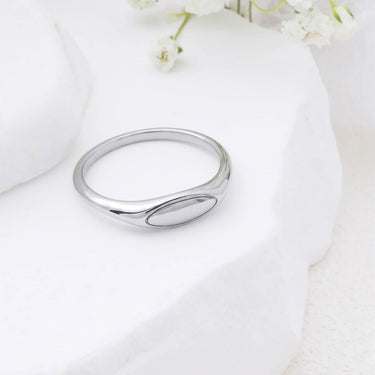 18K Gold PVD Stainless Steel Dainty Oval Blank Stack Ring-silver studio 