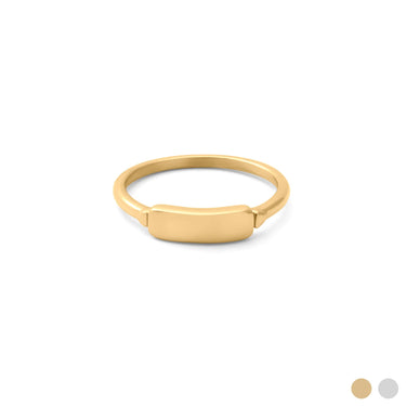 18K Gold PVD Stainless Steel Dainty Plaque Blank Stack Ring- gold main 