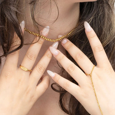 18K Gold PVD Stainless Steel Dainty Plaque Blank Stack Ring- gold model 