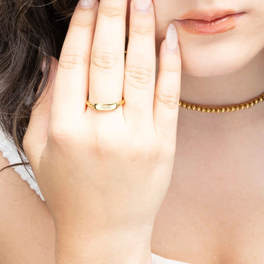 18K Gold PVD Stainless Steel Dainty Plaque Blank Stack Ring- gold model 
