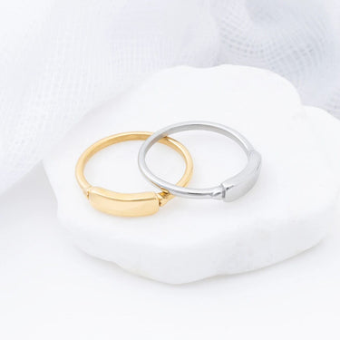 18K Gold PVD Stainless Steel Dainty Plaque Blank Stack Ring- gold and silver studio