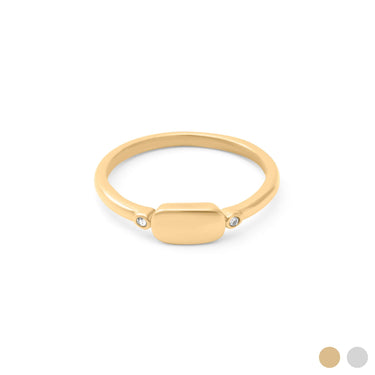 18K Gold PVD Stainless Steel Rounded Plaque Blank Stack Ring- gold main 