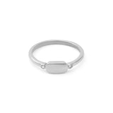18K Gold PVD Stainless Steel Rounded Plaque Blank Stack Ring- silver main
