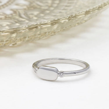 18K Gold PVD Stainless Steel Rounded Plaque Blank Stack Ring- silver studio 