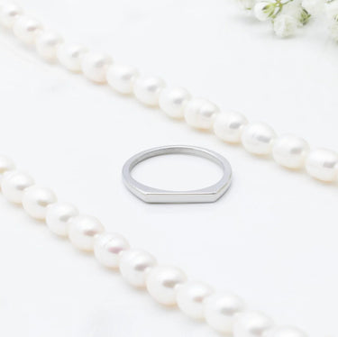 18K Gold PVD Stainless Steel Dainty Flat Blank Stack Ring- Silver studio 