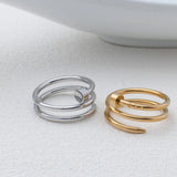 18K Gold PVD Stainless Steel Twisted Nail Ring- Stainless and gold studio 