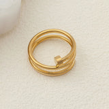 18K Gold PVD Stainless Steel Twisted Nail Ring- Gold studio 