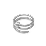 18K Gold PVD Stainless Steel Twisted Nail Ring- Stainless main 