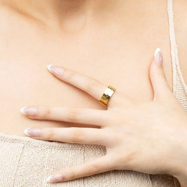 Gold Hammered Statement Ring 