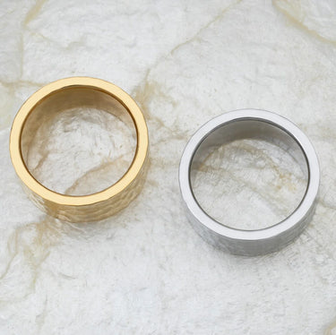 Gold and Silver Hammered Statement Ring 