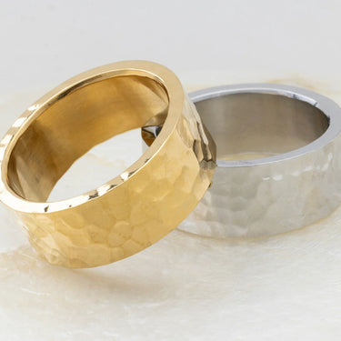 Gold and Silver Hammered Statement Rings