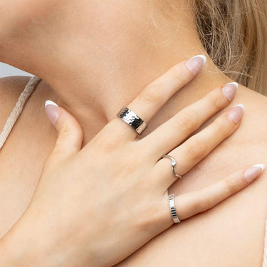 Silver Hammered Statement Ring 