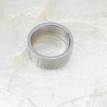 Silver Hammered Statement Ring 