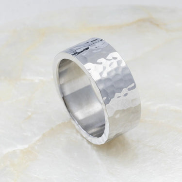 Silver Hammered Statement Ring 