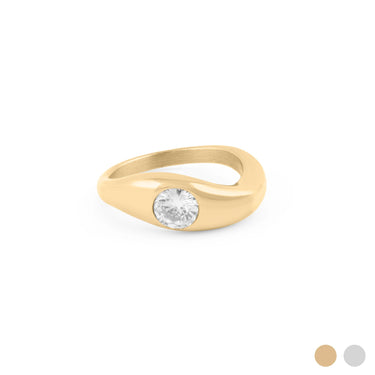 Wholesale jewelry 18K Gold PVD Stainless Steel Cross over Stone Ring- gold main 